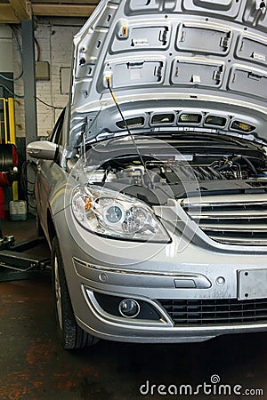 Car engine inspection Stock Photo