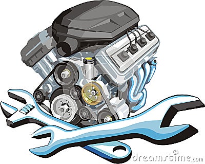 Car engine repair Vector Illustration