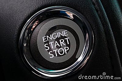 Car engine start and stop button. Stock Photo