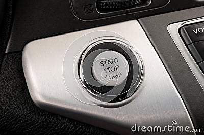 Car engine start and stop button. Stock Photo