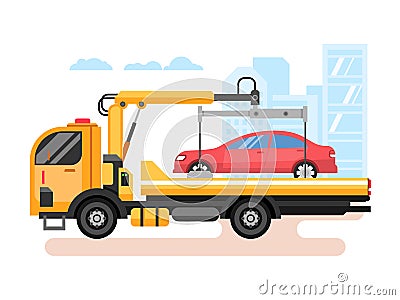 Car evacuator flat Vector Illustration