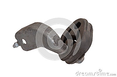 Car exhaust pipe rubber hanger isolated on white. Spare parts catalog for vehicles Stock Photo