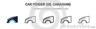Car fender (us, canadian) icon in filled, thin line, outline and stroke style. Vector illustration of two colored and black car Vector Illustration