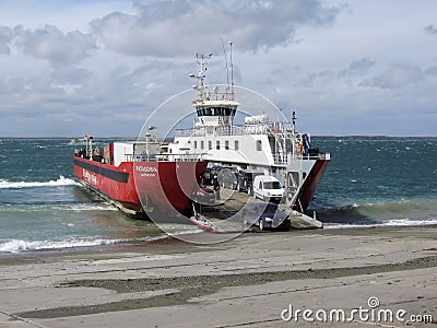 Car Ferry Straits of Magellan National Routes 257 - Chili - Punta Delgada - BahÃ­a Azul Editorial Stock Photo