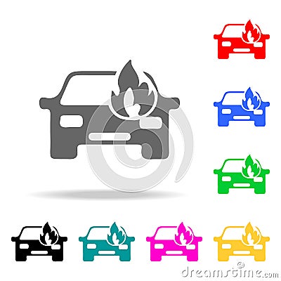 car fired icon. Element firefighters multi colored icons for mobile concept and web apps. Icon for website design and development, Stock Photo