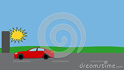 Car flashed on the road by a radar Cartoon Illustration