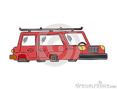 Car on flat tires. Auto does not go. Vector illustration Vector Illustration