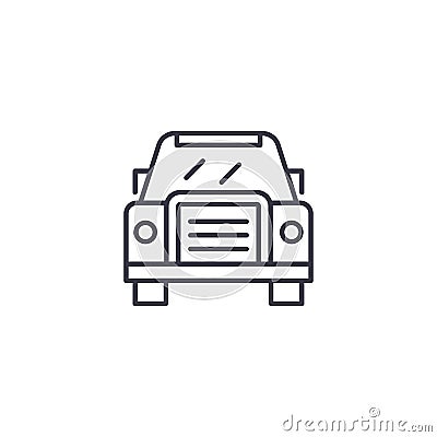 Car front view linear icon concept. Car front view line vector sign, symbol, illustration. Vector Illustration