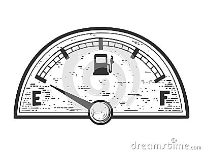 Car fuel gauge empty tank indicator sketch vector Vector Illustration