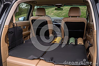 car with full set of accessories, including mats, floor mats, and sunshades Stock Photo