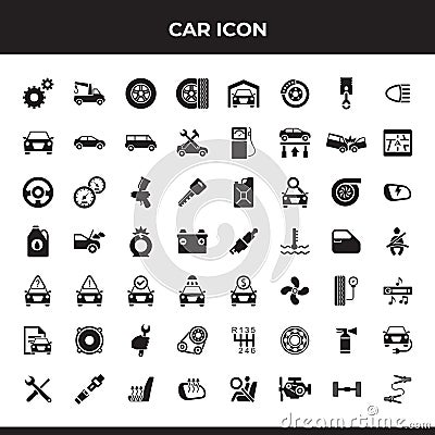 Car, garage reparation isolated icons set - vector Vector Illustration