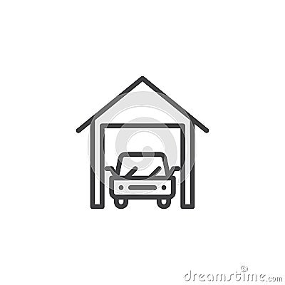 Car garage line icon Vector Illustration