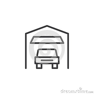 Car garage outline icon Vector Illustration