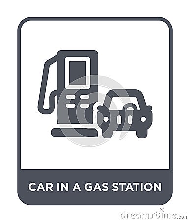 car in a gas station icon in trendy design style. car in a gas station icon isolated on white background. car in a gas station Vector Illustration