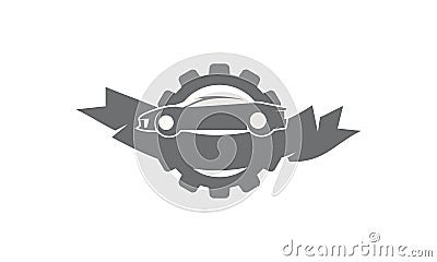 Car gear Ribbon Logo Vector Illustration