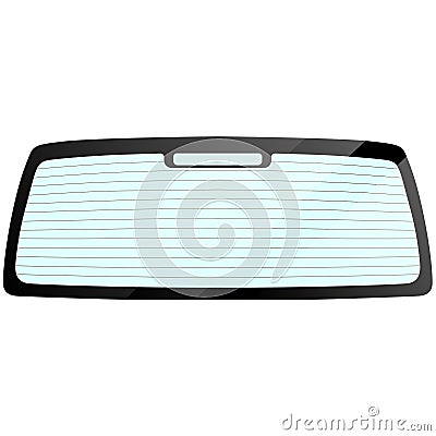 Car glass rear window with heating with light reflection, new clean back window with heating for car graphic illustrations Cartoon Illustration