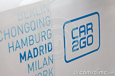 Car2Go logo on Car2Go car Editorial Stock Photo