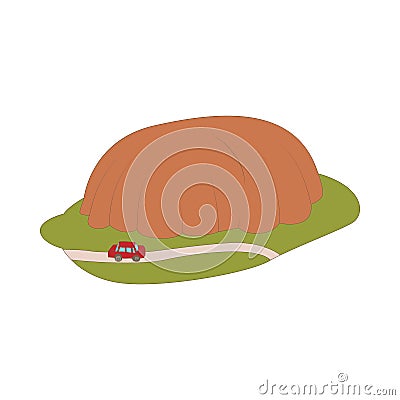 Car goes around mountain icon, cartoon style Vector Illustration