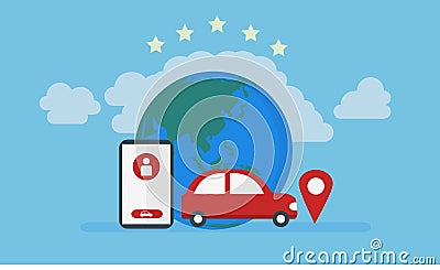 Car gps location, online taxi service illustration Vector Illustration