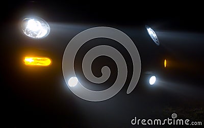 Car headlights Stock Photo