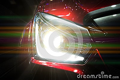 Car headlights. Exterior detail. Car luxury concept Stock Photo