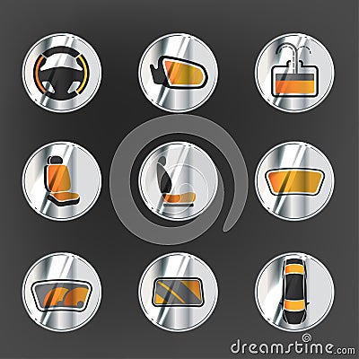 Car Heating System Set Vector Illustration