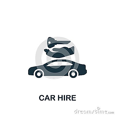 Car hire icon. Monochrome simple sign from airport elements collection. Car hire icon for logo, templates, web design Vector Illustration