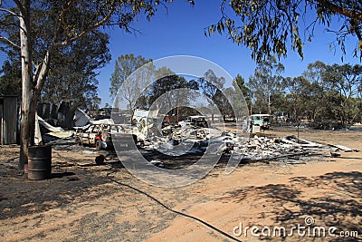 Car and house destroyed Stock Photo