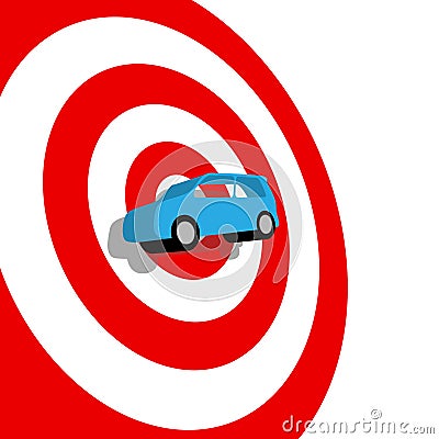 Car hunt shopping 3D auto on target bullseye Vector Illustration