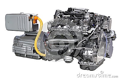 Car hybrid engine isolated Stock Photo