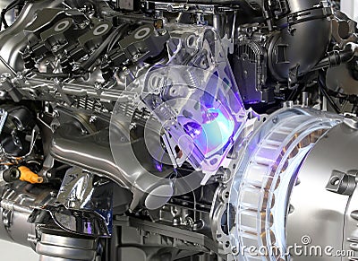 Car hybrid engine Stock Photo