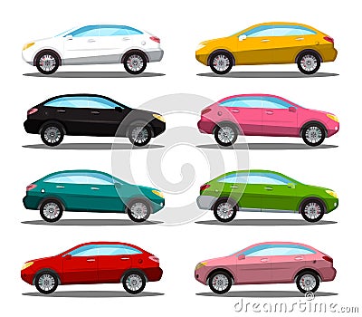 Car Icon. Colorful Vector Cars Symbols Set Vector Illustration