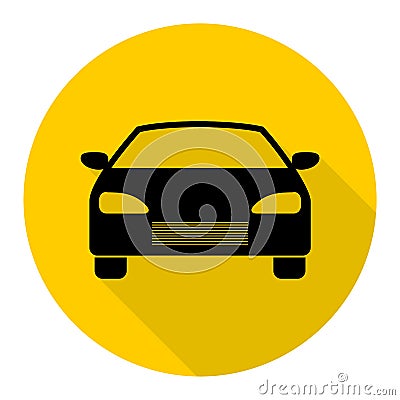 Car icon with long shadow Vector Illustration