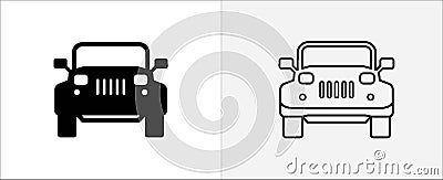 Car icon. Off road, sport utility vehicle car vector icon. Flat and line style design template. Vector illustration Cartoon Illustration