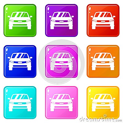 Car icons 9 set Vector Illustration