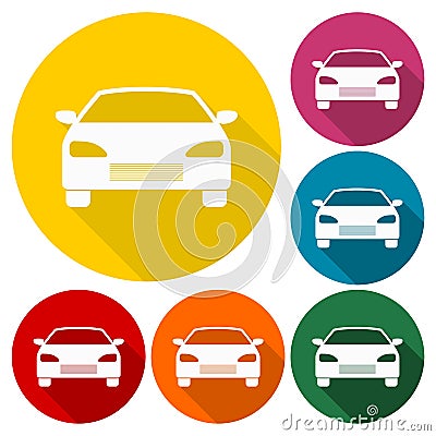 Car icons set with long shadow Stock Photo