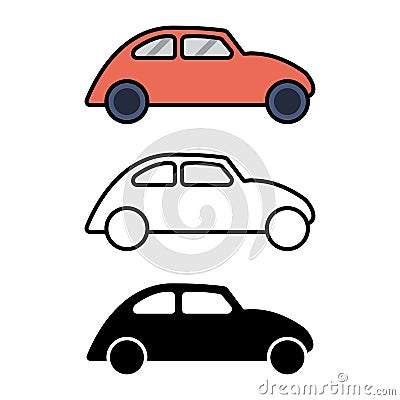 Car Icons,thin line icons,solid icons,flat icons,transportation,vector illustrations Vector Illustration