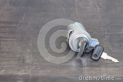 Car ignition lock on a black background Stock Photo