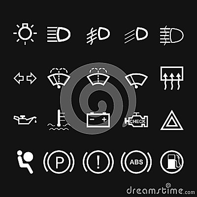 Car Indicator Icons. Vector Vector Illustration