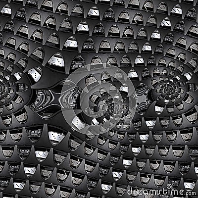 Car industry abstract fractal background pattern of sport car automobile wheel elements brake disk tire spokes. Spiral industrial Stock Photo