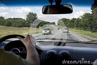 Car inside rural road Stock Photo