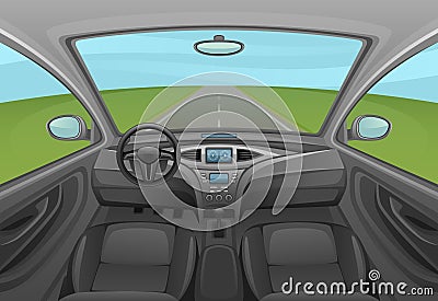 Car inside Vector Illustration