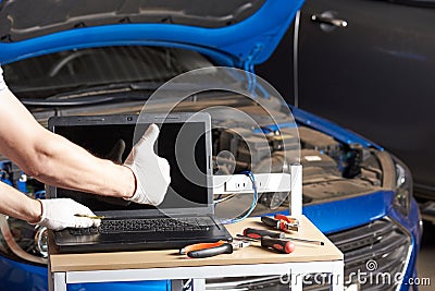 Car inspection garage mockup Stock Photo