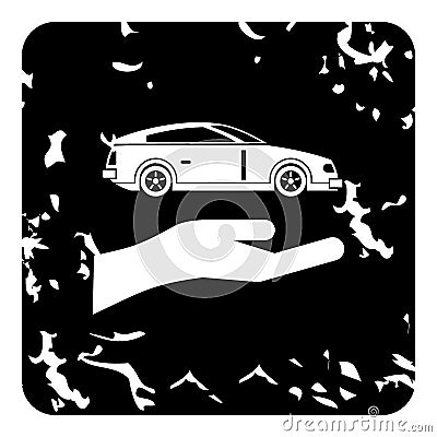 Car insurance concept icon, grunge style Vector Illustration