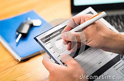 Car insurance form, bank loan or lease agreement Stock Photo