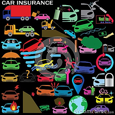 Car insurance icons Vector Illustration