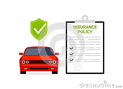 Car insurance policy finance form money concept. Car insurance icon vector document Vector Illustration