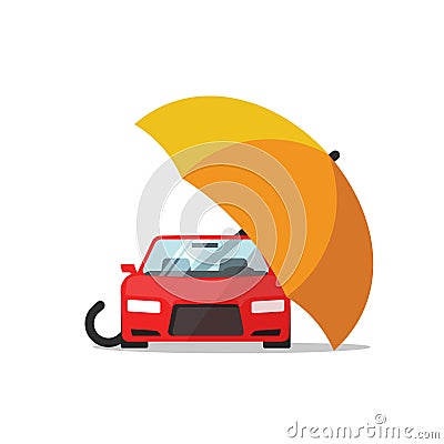 Car insurance vector concept, auto protection, umbrella cover automobile illustration Vector Illustration