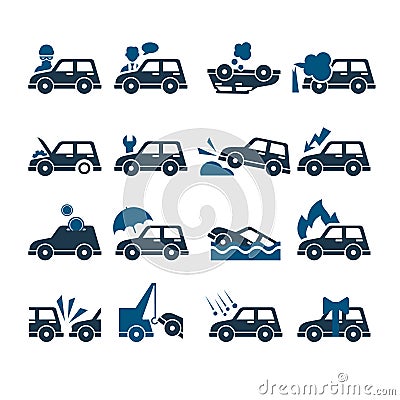 Car Insurance Vector Icons Set Vector Illustration