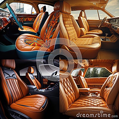 car interior with cushion seats. Rear seats of a luxury car Stock Photo
